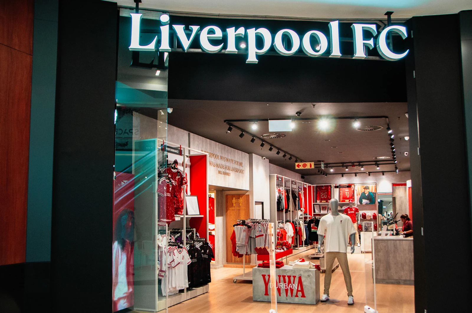 Liverpool FC retail display at Gateway featuring DEC mannequins